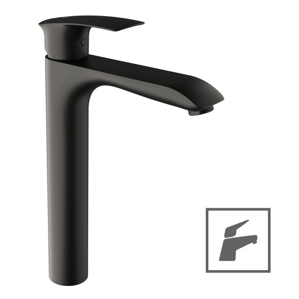 HERZ Baterija ELITE BLACK E12B za umivaonik, crna, visoka