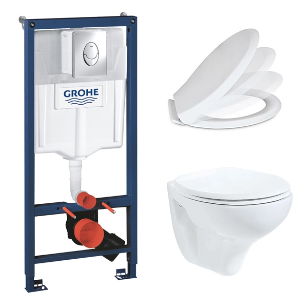GROHE Set - Ugradni vodokotlić + WC šolja i daska HROM KRUG
